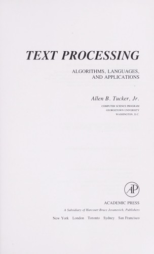 Text processing : algorithms, languages, and applications