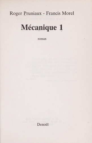 Mécanique 1 by Roger Pruniaux cover