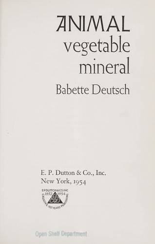Animal, vegetable, mineral