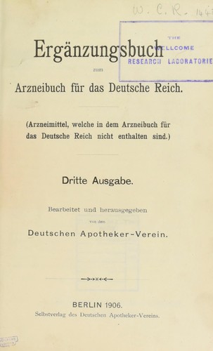 Erg©Þnzungsbuch zum Arzneibuch f©ơr das Deutsche Reich by Deutscher Apotheker-Verein cover