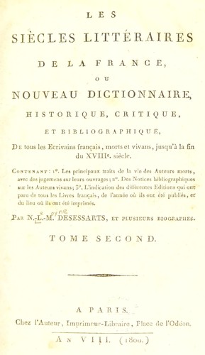 Les siècles littéraires de la France by Nicolas Toussaint Lemoyne Desessarts cover