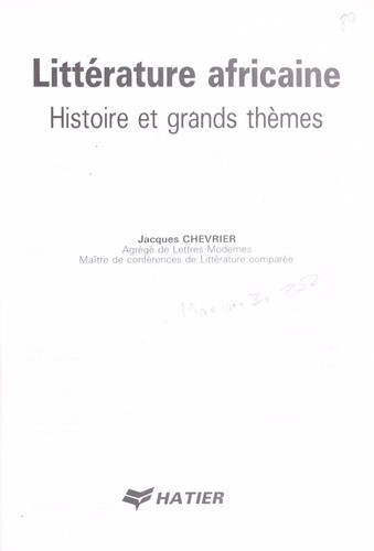 Littérature africaine by Jacques Chevrier cover