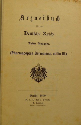 Arzneibuch f©ơr das deutsche Reich by Pharmacopoea germanica cover