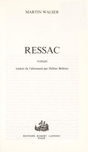 Ressac by Martin Walser cover