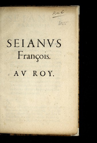 Seianvs franc ʹois by Pierre Matthieu cover