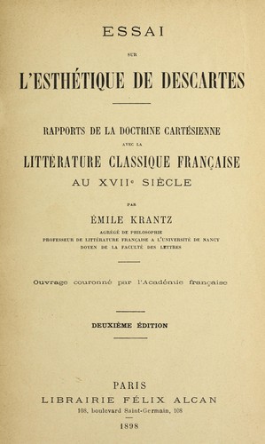 Essai sur l'esthétique de Descartes by Émile Krantz cover