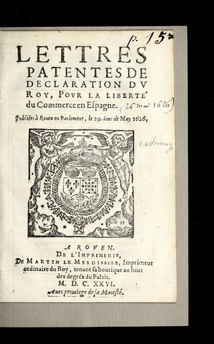 Lettres patentes de declaration du roy by France cover