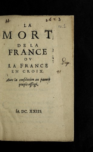 La mort de la France ou La France en croix by Fancan, Franc ʹois Dorval-Langlois sieur de cover