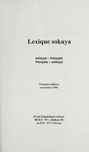 Lexique sokuya by Projet linguistique sokuya cover