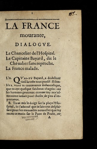 La France mourante, dialogve by Fancan, Franc ʹois Dorval-Langlois sieur de cover