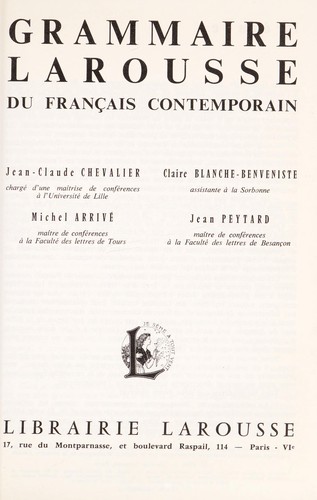 Grammaire Larousse du français contemporain by  cover