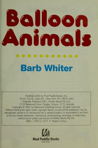 Ballon animals by Barb Whiter cover