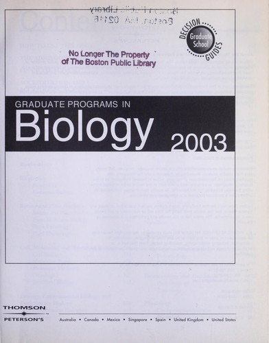 Graduate programs in biology : 2003
