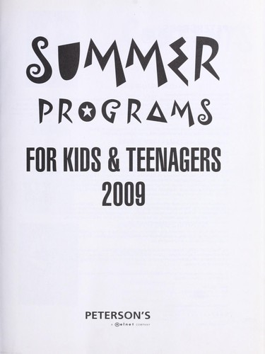 Summer programs for kids & teenagers 2009