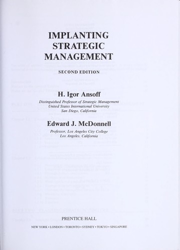 Implanting strategic management by H. Igor Ansoff cover