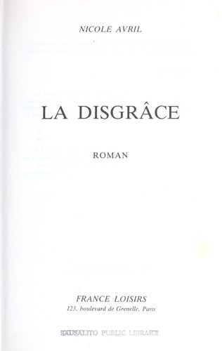 La disgrace by Nicole Avril cover