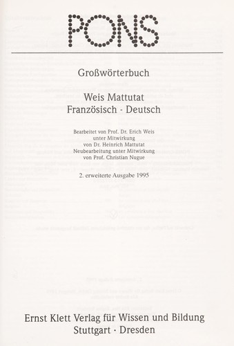 Franzo sisch - Deutsch by Erich Weis cover