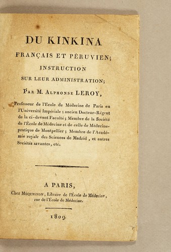 Du kinkina français et péruvien by Alphonse Vincent Louis Antoine Leroy cover