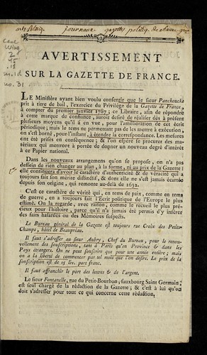 Avertissement sur la Gazette de France