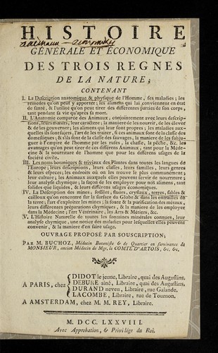 Histoire ge ne rale et e conomique des trois regnes de la nature