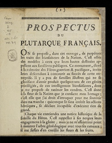 Prospectus du Plutarque franc ʹais by F. H. Turpin cover