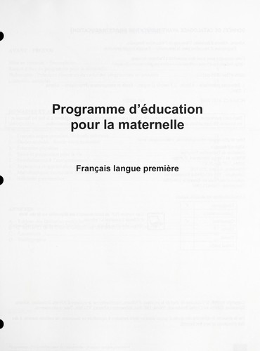 Programme d'éducation pour la maternelle by Alberta. Alberta Education cover