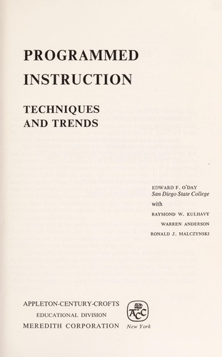 Programmed instruction; techniques and trends