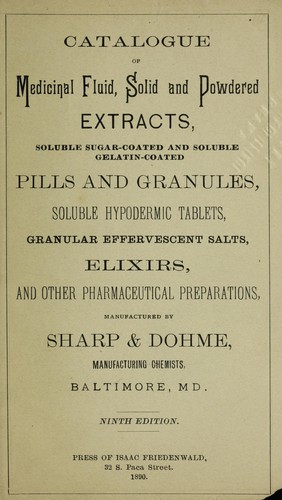 Catalogue of medicinal, fluid, solid and powdered extracts