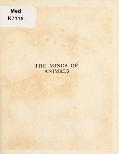 The minds of animals by J. Arthur Thomson cover