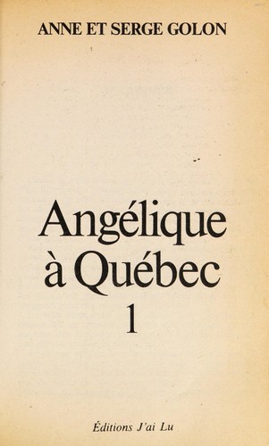 Angélique à Québec by Anne Golon cover