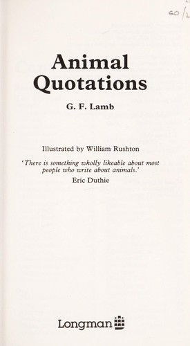 Animal Quotations by G. F. Lamb cover