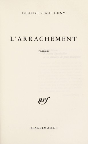 L' arrachement by Georges-Paul Cuny cover