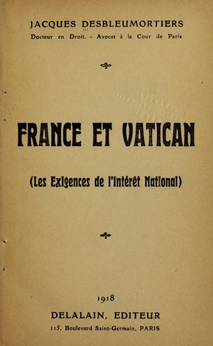 France et Vatican by Jacques Desbleumortiers cover