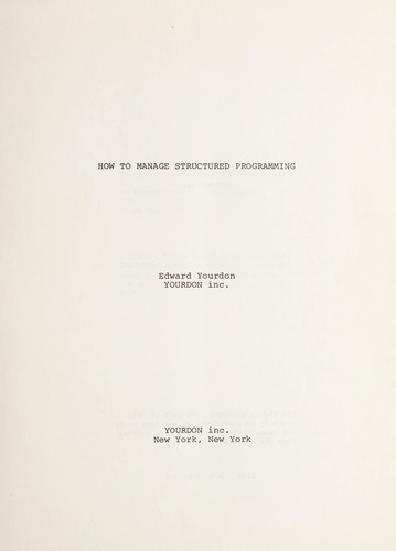 How to manage structured programming by Edward Yourdon cover