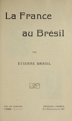 La France au Brésil by Etienne Brasil cover