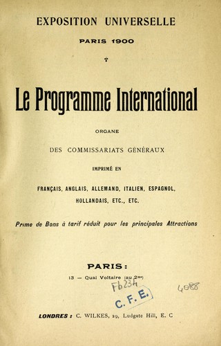 Le programme international by Exposition universelle (1900 Paris, France) cover