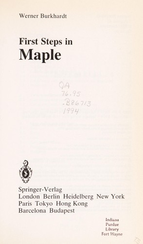 First steps in Maple by Burkhardt, Werner cover