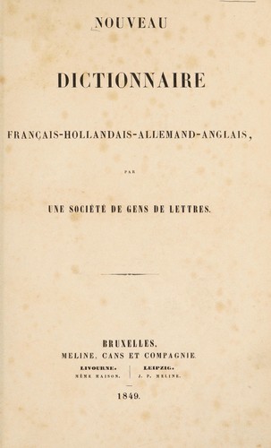 Nouveau dictionnaire français-hollandais-allemand-anglais by  cover