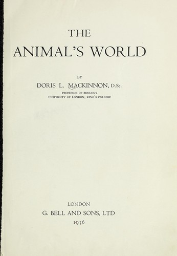 The animal's world by Doris L. Mackinnon cover