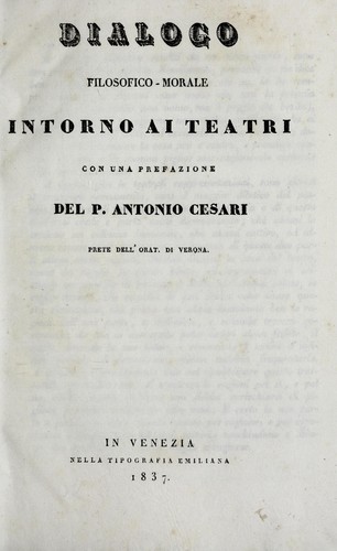 Dialogo filosofico-morale intorno ai teatri