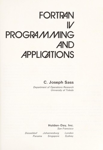 Fortran IV programming and applications