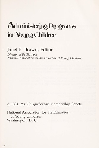 Administering Programs for Young Children