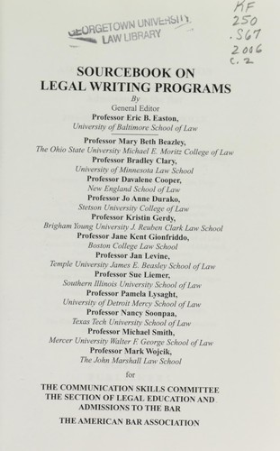 Sourcebook on legal writing programs