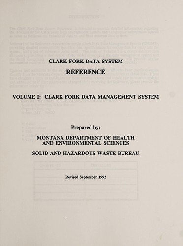 Clark Fork data system reference