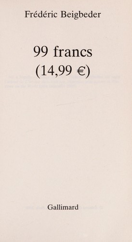 99 francs (14,99€) by Frédéric Beigbeder cover