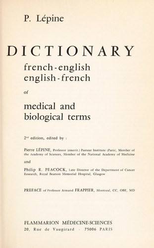 Dictionnnaire francais-anglais, anglais-francais des termes medicaux et biologiques by Pierre Lepine, Pierre Lépine cover