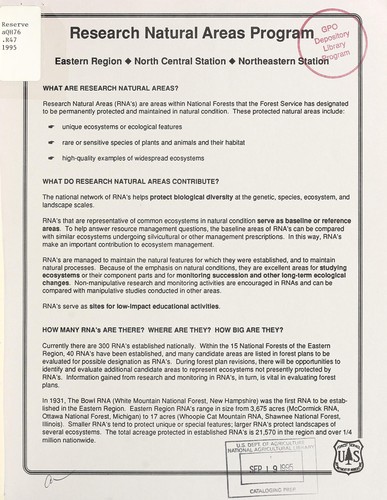 Research natural areas program