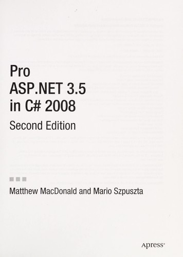 Pro ASP.NET 3.5 in C♯ 2008