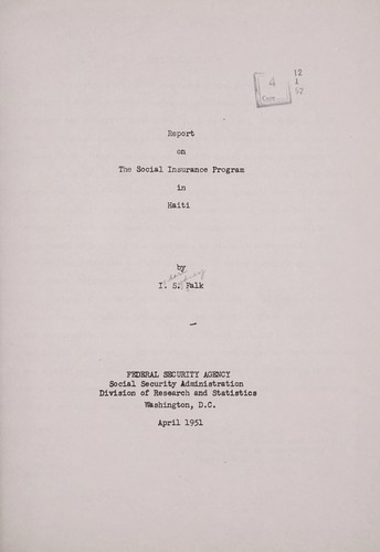 Report on the social insurance program in Haiti