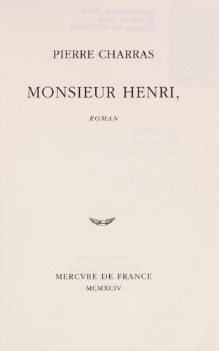 Monsieur Henri by Pierre Charras cover